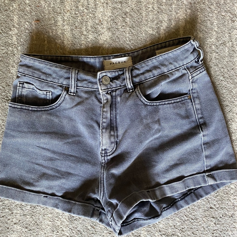 High-waisted denim mom shorts
